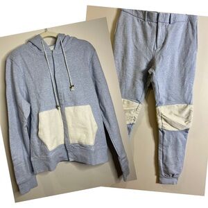 LVL VIII LEVEL 13 Blue Gray Cream Game Day Fit Hoodie Sweatpants Set $436 Derulo